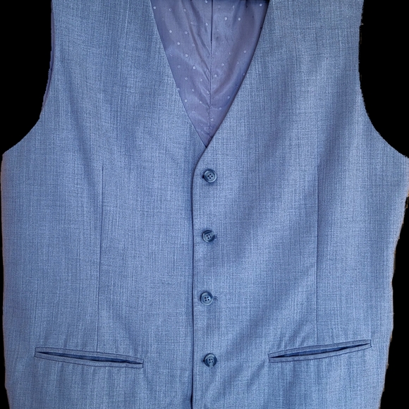 Perry Ellis Vest XL Slate Gray Grey Solid Wedding Formal Elegant - Picture 11 of 13